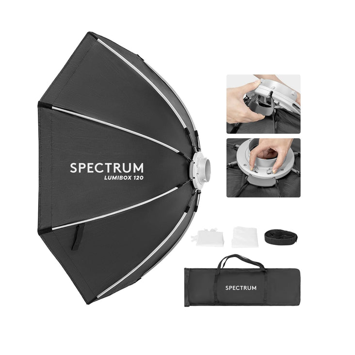 Spectrum LUMIBOX 120cm/47.2" Quick Release Octagon Softbox Lighting Modifier with Grid (Bowens Mount)