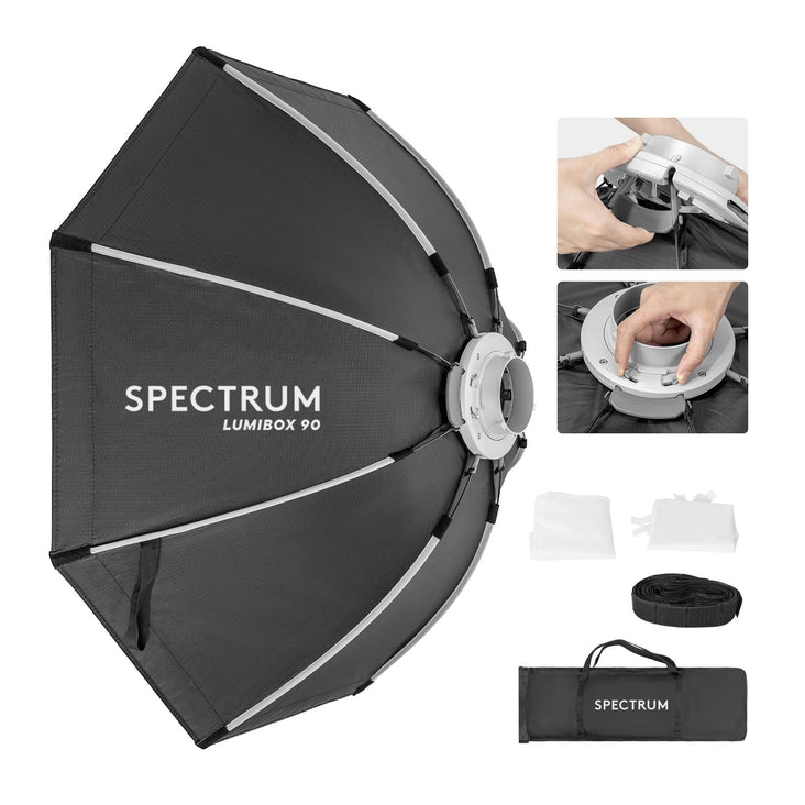 Spectrum LUMIBOX 90cm/35" Quick Release Octagon Softbox Lighting Modifier with Grid (Bowens Mount)