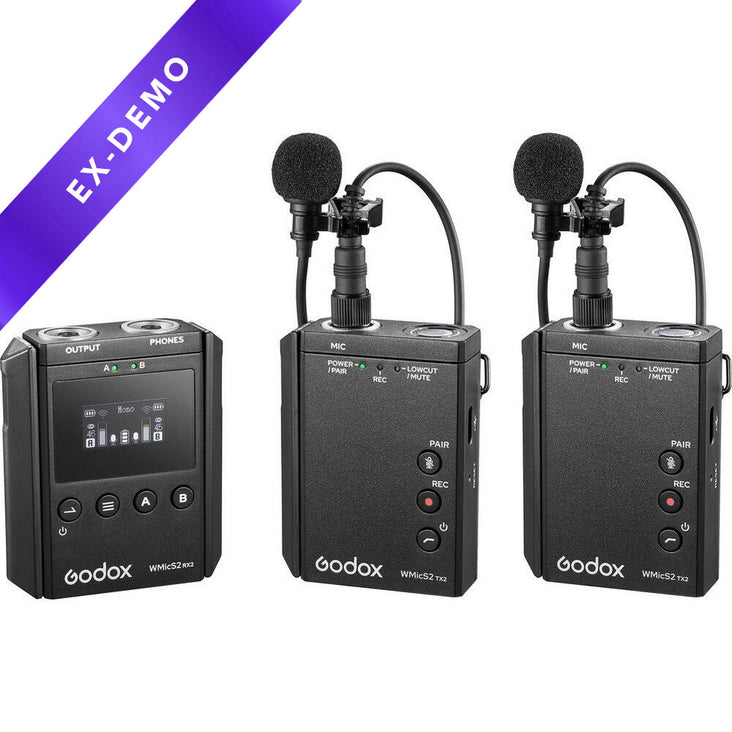 Godox WMicS2 UHF Compact 2-Person Wireless Microphone System for Cameras & Smartphones with 3.5mm (UHF) (EX-DEMO)