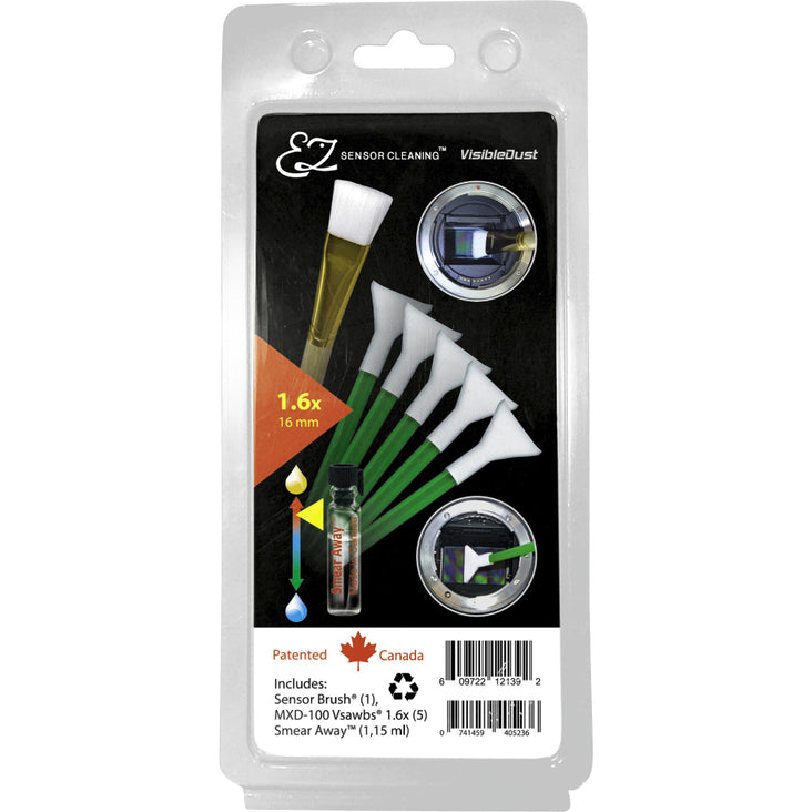 VisibleDust EZ Sensor Cleaning Kit Plus with Smear Away, 5x Green Vswabs and Sensor Brush