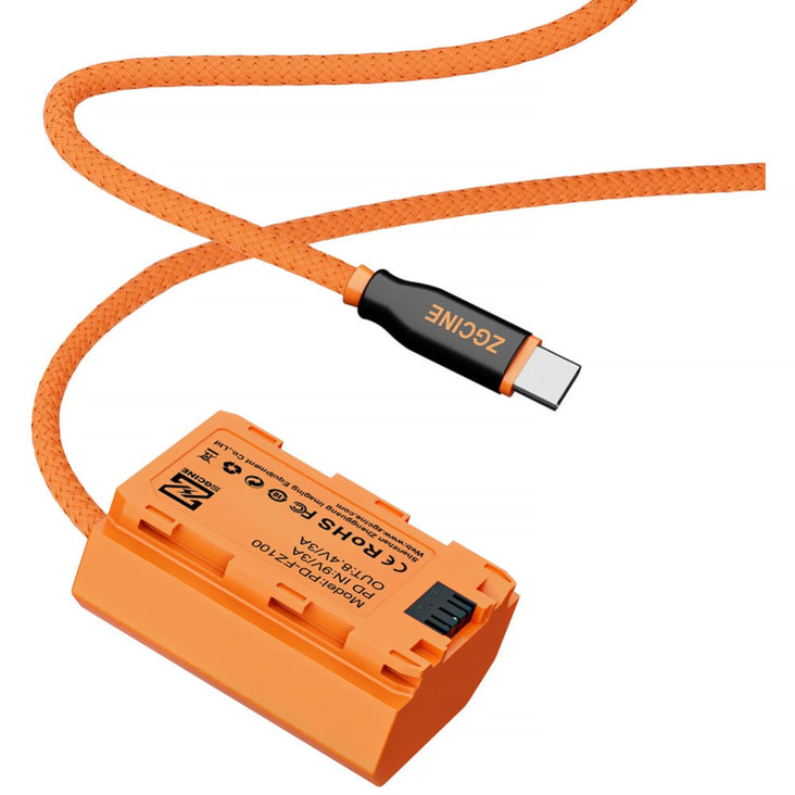 ZGCINE USB-C PD to Sony NP-FZ100 Dummy Battery with Braided Wire 60cm